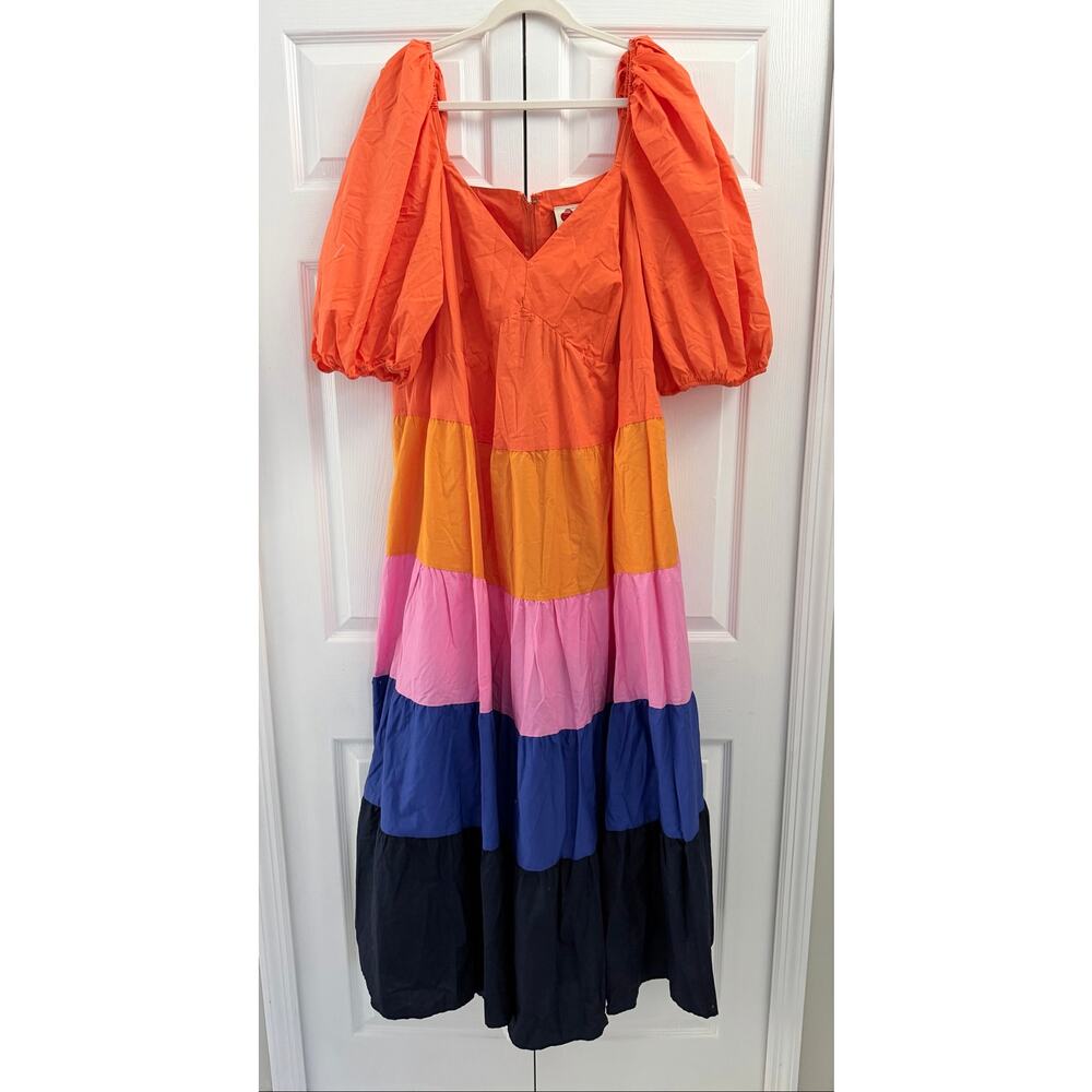 Farm Rio Tiered Colorblocked Maxi Dress NWT 3X Plus - Picture 3 of 4